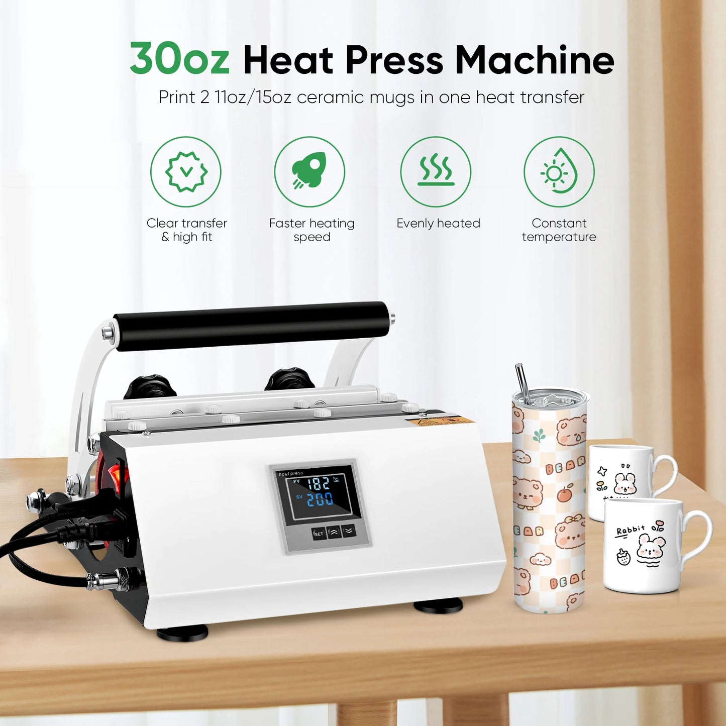 11-30Oz Cup Tumbler Heat Press Touchscreen DIY Gift Ceramic Mug Heat Presser Sublimation Transfer Auto Printing Machine