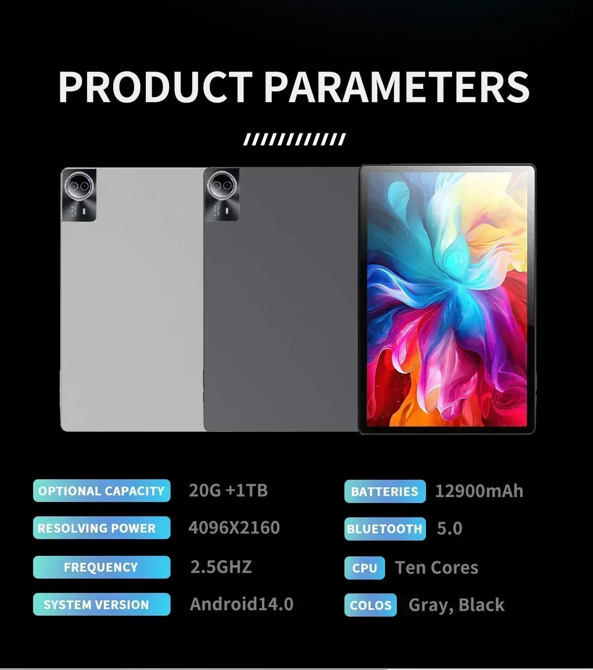 New Global Version GT60 Pad Pro Tablet 14 inch HD Original Tablet 5G Wifi Android 14.0PC Tablet 129000mAh Google Play