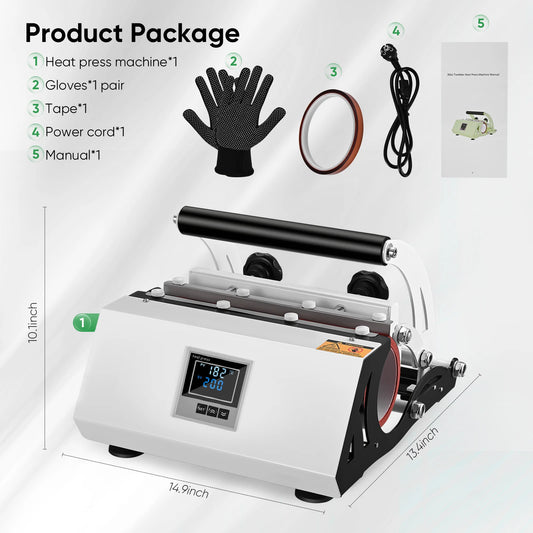 11-30Oz Cup Tumbler Heat Press Touchscreen DIY Gift Ceramic Mug Heat Presser Sublimation Transfer Auto Printing Machine