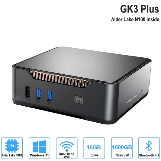 GK3V Mini PC DIY ordenador para juegos Intel Alder Lake N100/N95 8GB 16GB 1TB NVMe Windows 11 Pro 4K HD VGA Win 11