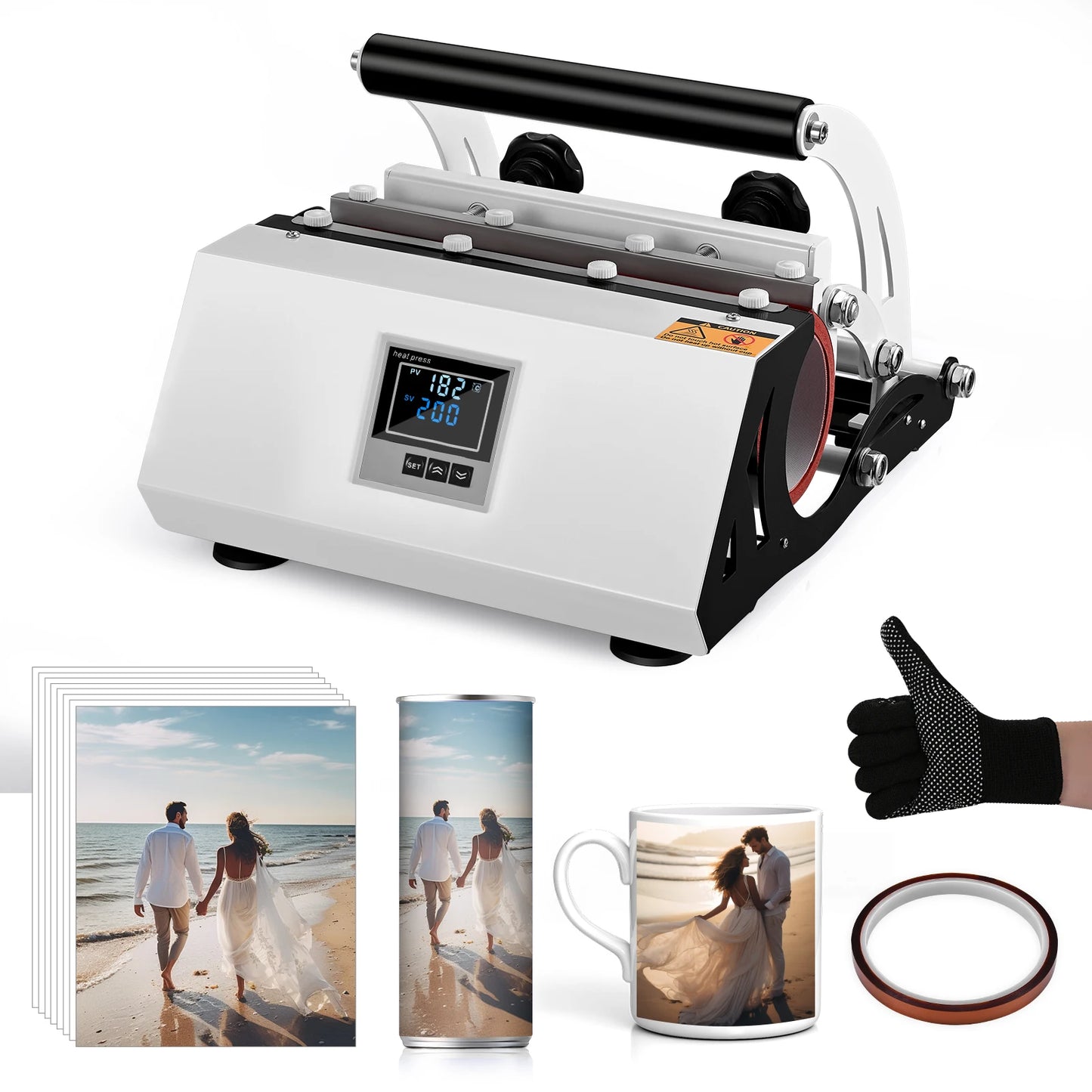 11-30Oz Cup Tumbler Heat Press Touchscreen DIY Gift Ceramic Mug Heat Presser Sublimation Transfer Auto Printing Machine